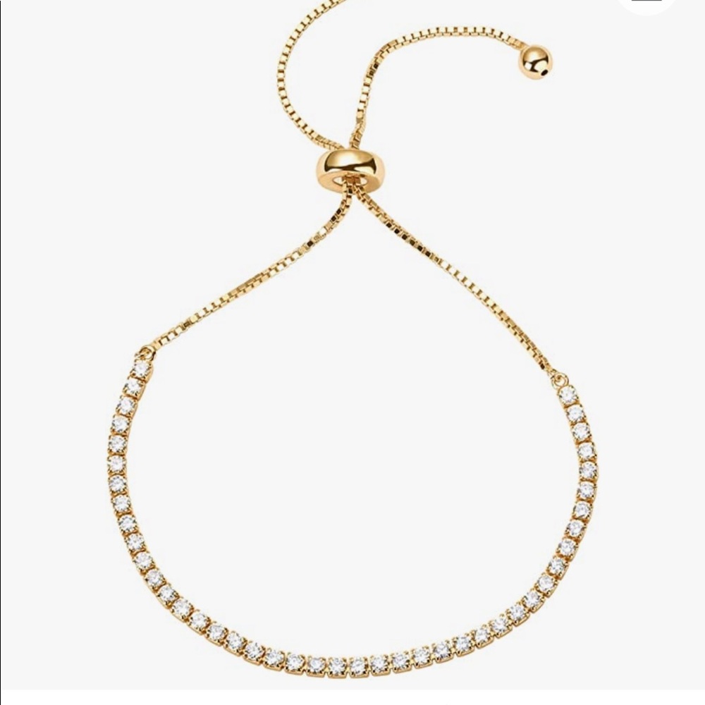 PAVOI 14K Gold Plated Cubic Zirconia Classic Tennis Bracelet | Adjustable Slider